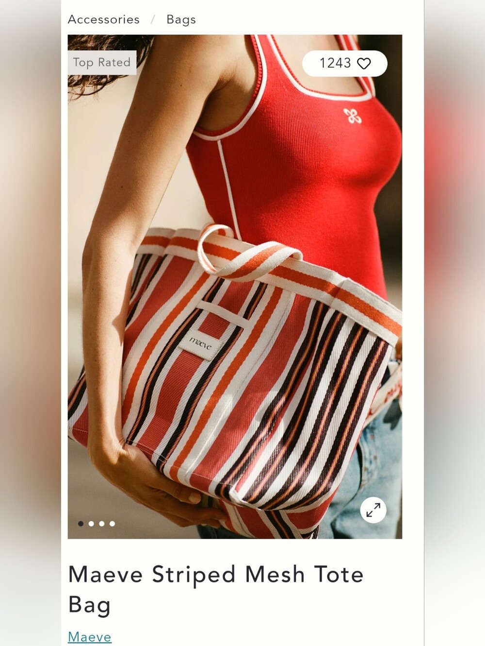 Maeve Striped Mesh Tote Bag